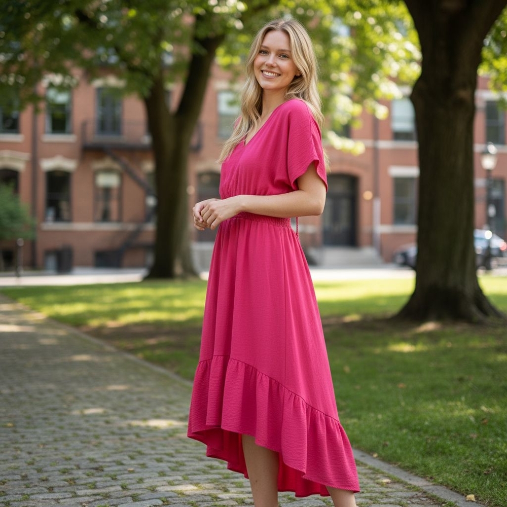Flying Tomato Vibrant Pink High Low Dress ‎ Size Medium